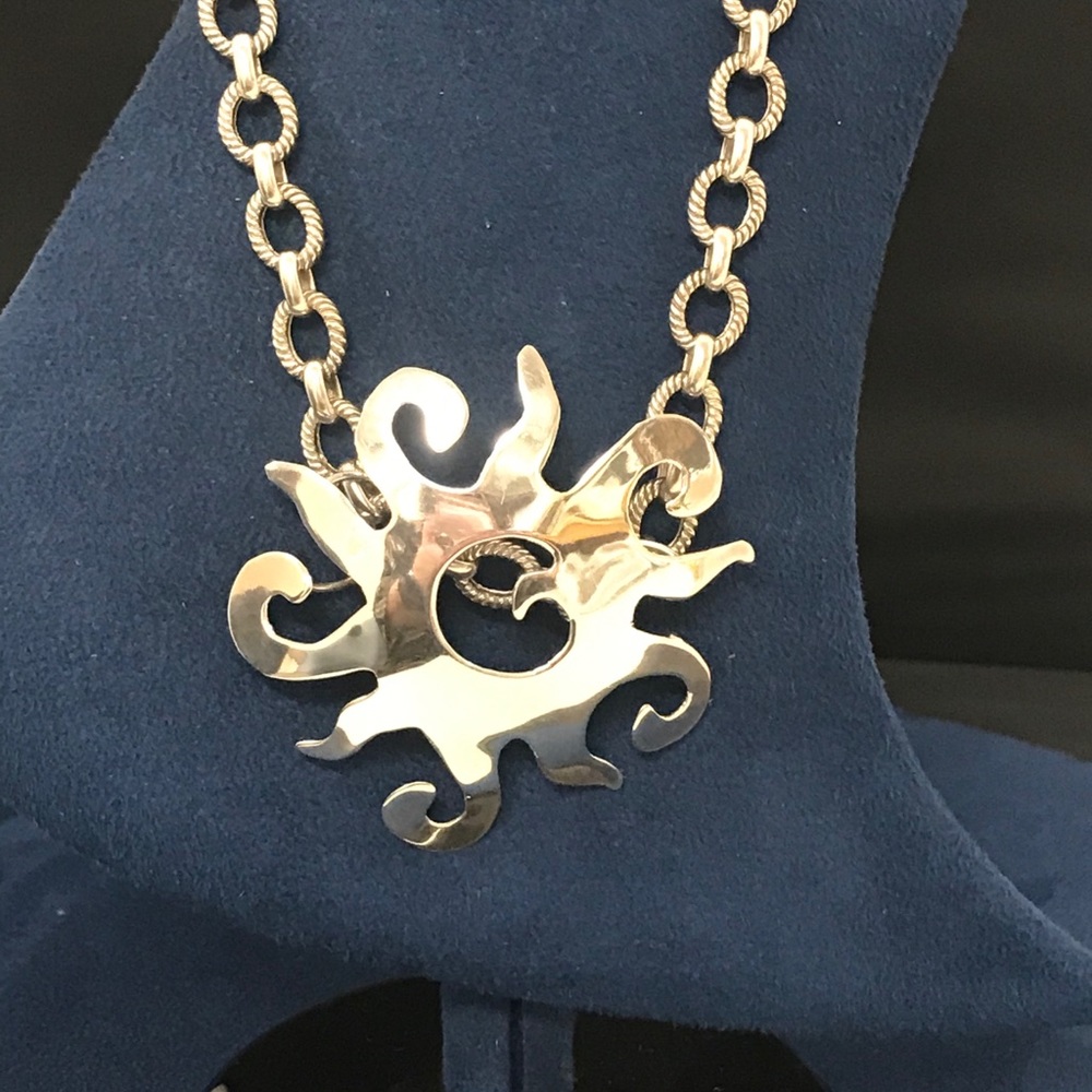 Sterling Silver Link Chain w/ Sterling Sun Pendant